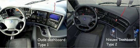 Dashboardtafel midden zwart met kleedje bovenste mat naar keuze geschikt voor  SCANIA G 2005 t/m 2016  ( gefreesd )