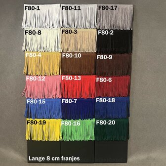 Raamband in Deense stof TYPE 2 diepe boogjes met DUBBEL 8 cm viscose franjes