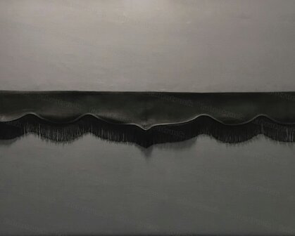 OP IS OP Raamband /voorraamstrook TYPE 3, Kleur: zwart SP 1 met zwarte enkel viscose franje 8 cm