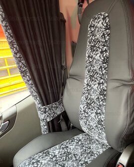 Zijgordijnen alcantara plus met Deense pluche rand
