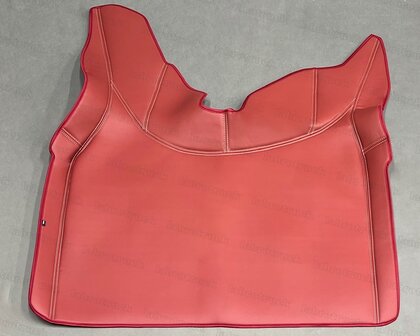 SALE: Tunnelhoes geschikt voor VOLVO FH 5/4 volledig glad lederlook bordeauxrood L10 met cappuccino stiksels, logo optioneel.