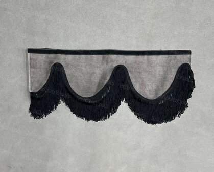 OP is OP Raamband /voorraamstrook TYPE 2, Kleur: oud antraciet SP27 met enkel zwarte franjes van 8 cm