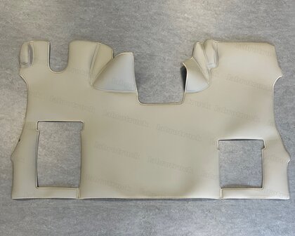 VOORRAAD VOORDEEL: Tunnelhoes met vloermatten in 1 deel geschikt voor SCANIA S NEXT GENERATION (KLAPSTOEL) - glad lederlook licht grijs L16, zilvergrijze stiksels. Logo optioneel