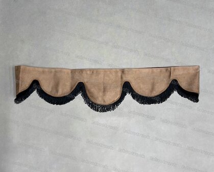 OP IS OP Raamband TYPE 6, Kleur: Chocoladebruin SP21 met enkel viscose franje 5 cm zwart