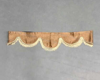 OP IS OP Raamband  TYPE 6, Kleur: Bruin SP4 met enkel viscose franje 5 cm zandkleur F 50-3