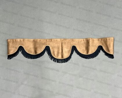 OP IS OP Raamband  TYPE 6, Kleur: Bruin SP4 met enkel viscose franje 5 cm zwart