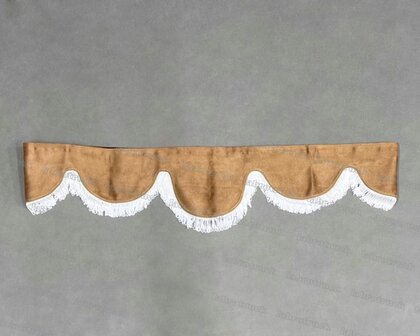 OP IS OP Raamband TYPE 6, Kleur: Bruin SP4 met enkel viscose franje 5 cm wit