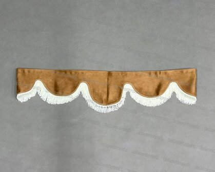 OP IS OP Raamband  TYPE 6, Kleur: Bruin SP4 met enkel viscose franje 5 cm creme