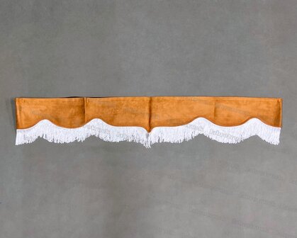 SALE : Raamband  TYPE 3, Kleur: cognacbruin SP3 met enkel 8 cm franjes in wit F80-1