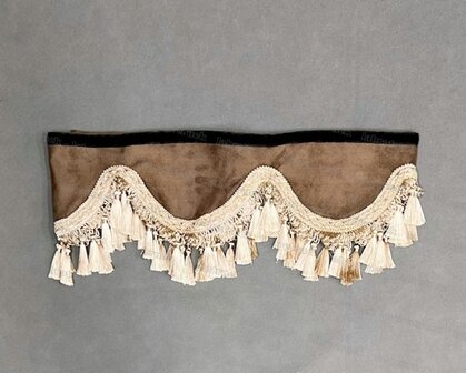 SALE : Raamband  TYPE 1, Kleur: chocoladebruin SP21 met zandkleurige luxe kwasten L70-3.