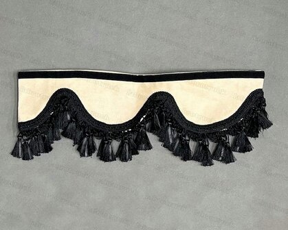 SALE : Raamband TYPE 1, Kleur: oud creme met zwarte luxe kwasten L70-2