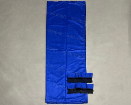 SALE! Tussengordijnen STARTER (lengte 170 cm) oud kobaltblauw SP7, embrasses met lange zwarte franjes F80-2.