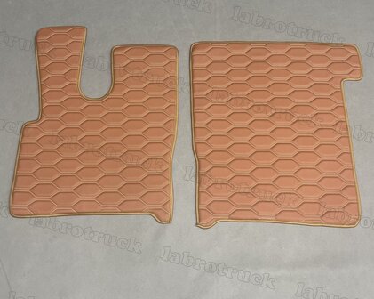 Set vloermatten geschikt voor DAF XF EURO 6 (2013 t/m 2021) doorgestikt lederlook cognacbruin L3 PATROON nr.2