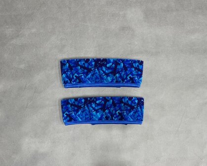 Losse brede embrasses  voor zijgordijnen, deens blauw met blauwe afwerkrant