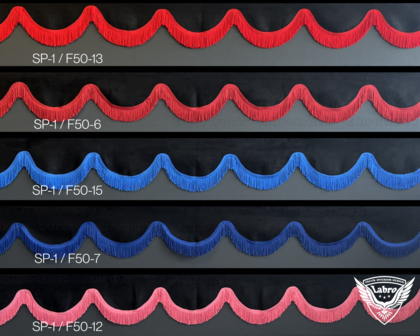 Raamband TYPE 1 met DUBBEL viscose franje 5 cm