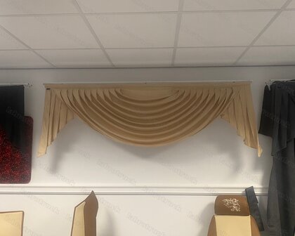VOORRAADVOORDEEL :  Wolkgordijn 1 boog (45 cm), kleur beige chocoladebruin M 21   (B:196 cm  H:45 cm)