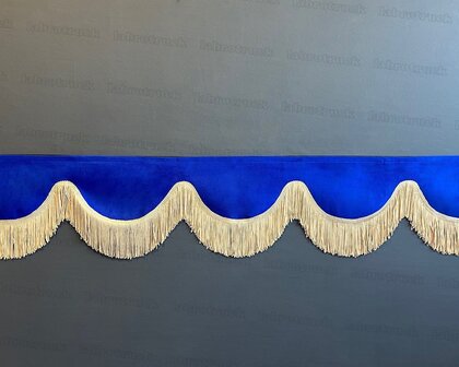 SALE : Raamband /voorraamstrook TYPE 1, Kleur: oud kobaltblauw SP7 met dubbel zandkleur FRANJES 