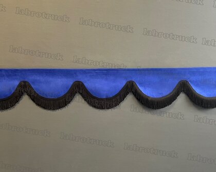 SALE : Raamband /voorraamstrook TYPE 1, Kleur: oud kobaltblauw SP7 met dubbel zwarte FRANJES 