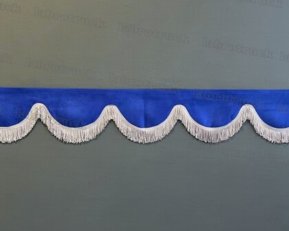 SALE : Raamband /voorraamstrook TYPE 1 5cm, Kleur: oud kobaltblauw SP7 met dubbel donkergrijs FRANJES 