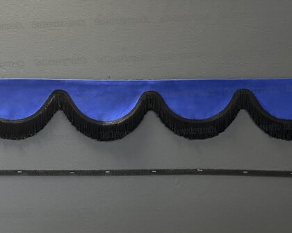 SALE : Raamband /voorraamstrook TYPE 5, Kleur: oud kobaltblauw SP7 met dubbel zwarte franjes F50-2