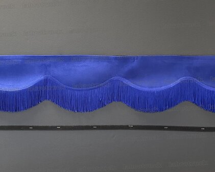 SALE : Raamband /voorraamstrook TYPE 8, Kleur: oud kobaltblauw SP7 met dubbel oud kobaltblauw franjes F50-7