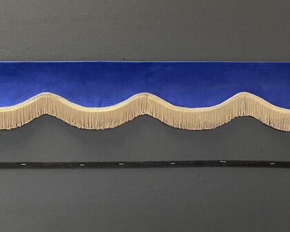 SALE : Raamband /voorraamstrook TYPE 8, Kleur: oud kobaltblauw SP7 met dubbel beige/zandkleur F50-3