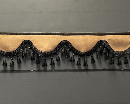 SALE : Raamband /voorraamstrook TYPE 1, Kleur: bruin SP4 met zwarte luxe kwasten