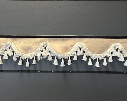 SALE : Raamband /voorraamstrook TYPE 1, Kleur: beige SP48  met beige luxe kwasten