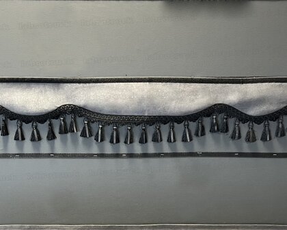 SALE : Raamband /voorraamstrook TYPE 3, Kleur: oud antraciet SP11 met zwarte luxe kwasten