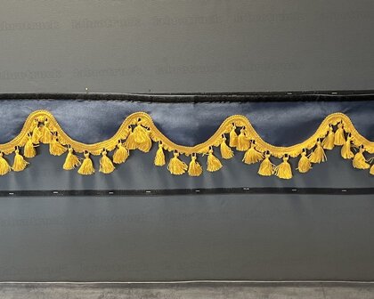 SALE: Raamband TYPE 1, Kleur: oud donkerblauw SP 11 met goud/honing kleur kwasten