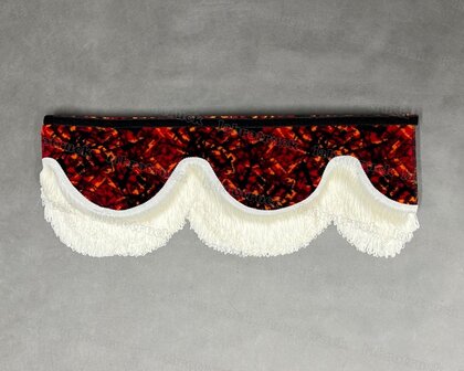 SALE: Raamband TYPE 1, Kleur: deens rood met dubbel GEBROKEN WIT FRANJES