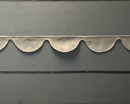 SALE: Raamband TYPE 1, Kleur: oud antraciet SP 27 zonder franjes (bovenkant flink afgekort, hoogte: 10 cm)