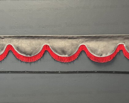 SALE: Raamband TYPE 1, Kleur: oud antraciet SP 27 met enkel rode franjes F50-13