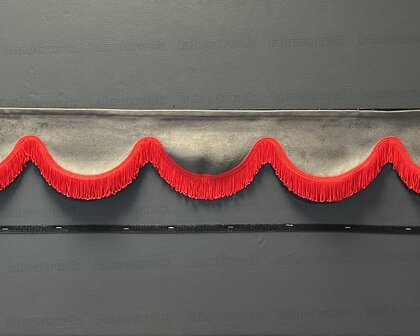 SALE: Raamband TYPE 1, Kleur: oud antraciet SP 27 met dubbel rode franjes F50-13