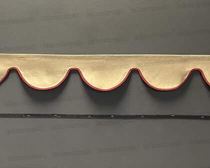 SALE: Raamband TYPE 1, Kleur: beige SP 48 zonder franjes (met bordeauxrood SP 10 afwerkrand)