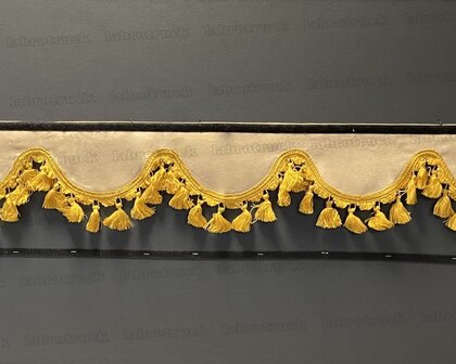 SALE: Raamband TYPE 1, Kleur: beige SP 48 met goud/honingkleur katoenen kwasten 