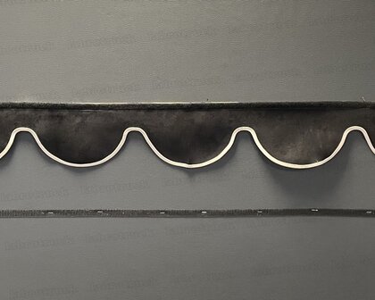 SALE: Raamband TYPE 1, Kleur: beige SP 48 zonder franjes (binnenkant zwart SP 1 afwerkrand beige)