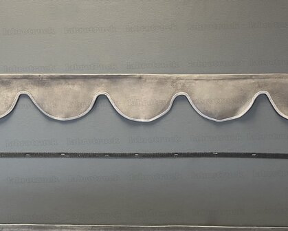 SALE: Raamband TYPE 1, Kleur: oud antraciet SP 27 zonder franjes (binnenkant SP 48 beige afwerkrand oud antraciet SP 27)