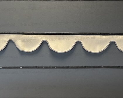 SALE: Raamband TYPE 1, Kleur: oud antraciet SP 27 zonder franjes (binnenkant SP 48 beige afwerkrand oud antraciet SP 27)