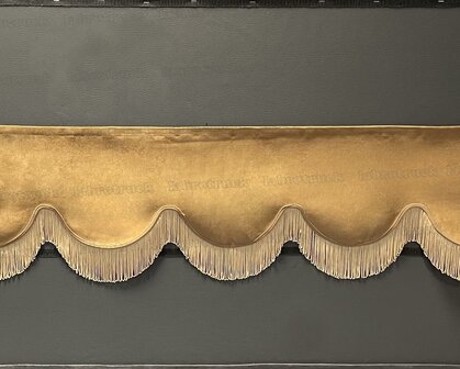 SALE: Raamband limited edition extra hoog, Kleur: bruin SP 4 met enkel beige/zandkleur franjes F80-3