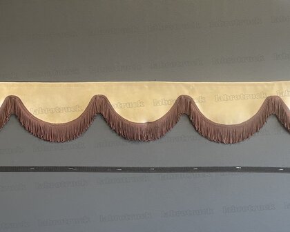 SALE: Raamband TYPE 5, Kleur: beige SP48 met dubbel donkerbruine franjes F50-9