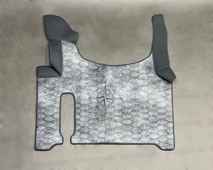 💥OP IS OP! Tunnelhoes geschikt voor MAN TGX New Generation (vanaf 2021) met 2 lades en uitsparing voor de handrem, antraciet L17 met horizontaal lichtgrijs prit patroon TH16, logo optioneel.