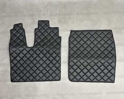 💥OP is OP! Vloermatten geschikt voor MAN TGS smalle cabine vierkantjes doorgestikt lederlook oud zwart P1. 