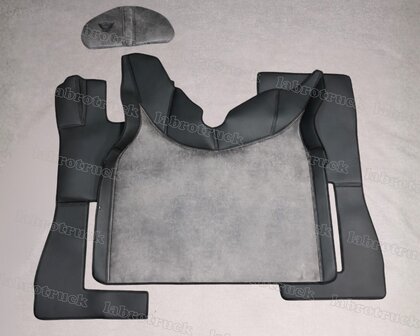 ACTIE 4-delige set tunnelhoes + vloermatten + stuurkolomhoes voor Volvo FH Aero/FH5/FH4 automaat &ndash; zwart L1 &amp; PRIT oud antraciet T27