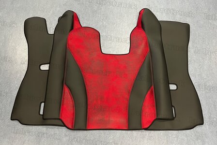 OP VOORRAAD &ndash; ACTIEPRIJS ✅ 3 delig set tunnelhoes (type 5 zwart L 1 met roder prit stof T9 ) met vloermatten L1 zwart geschikt voor SCANIA R Streamline (2013 t/m 2016  ) (Klapstoel / Automaat )