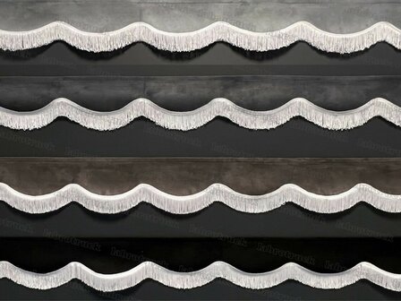 Raamband  TYPE 8 kleine bogen met DUBBEL viscose franjes 5 cm