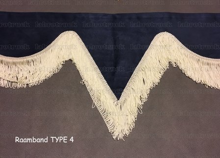 Raamband TYPE 4 met dubbele lange viscose franjes van 8 cm en een driehoek in het midden