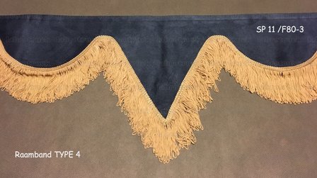 Raamband TYPE 4 met dubbele lange viscose franjes van 8 cm en een driehoek in het midden
