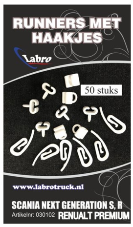 OP is Op U & T rail Witte Runners met haakjes SCANIA NEXT GENERATION S,R EN RENAULT PREMIUM (50 st.)