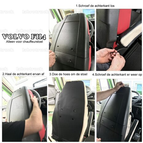 SALE : Stoelhoezen VOLVO FH4,FH5 zijkanten Pritstof Kobaltblauw T37 midden Pritstof Beige T48 met Beige stiksels en Kobaltblauw Viking logo nr.4